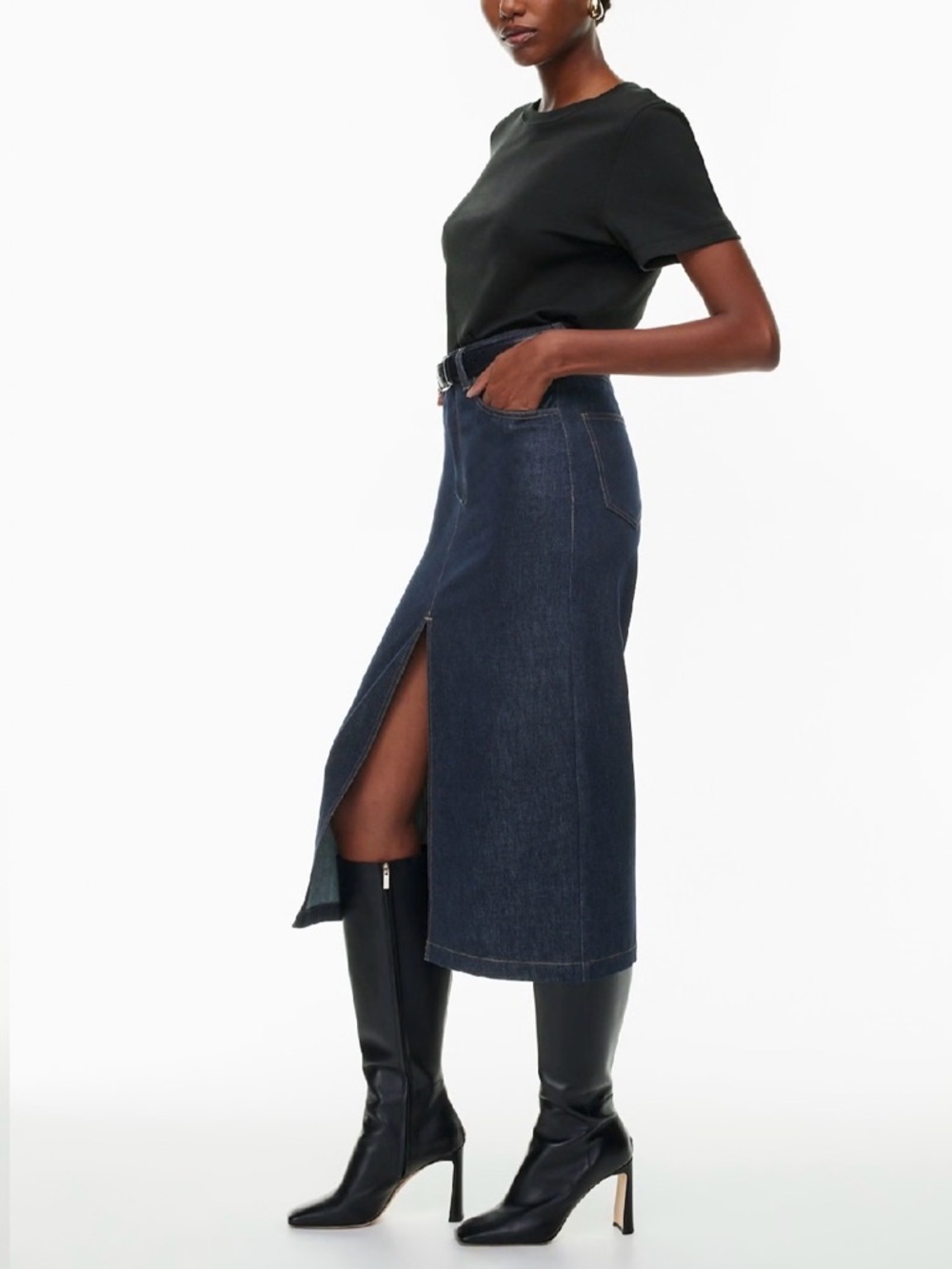 Aritzia Babaton Prosper Jean Skirt Rich Iris Blue